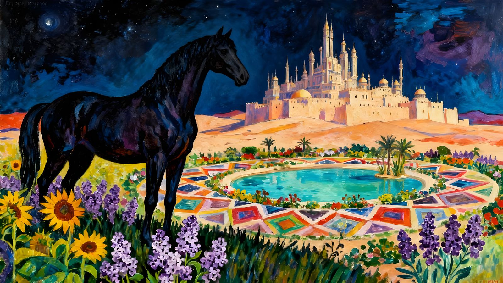 Dark Meadow Oasis Fortress with Kaleidoscopic Garden