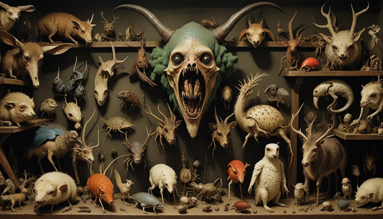 Cryptid Museum Wunderkammer in Northern Renaissance Style