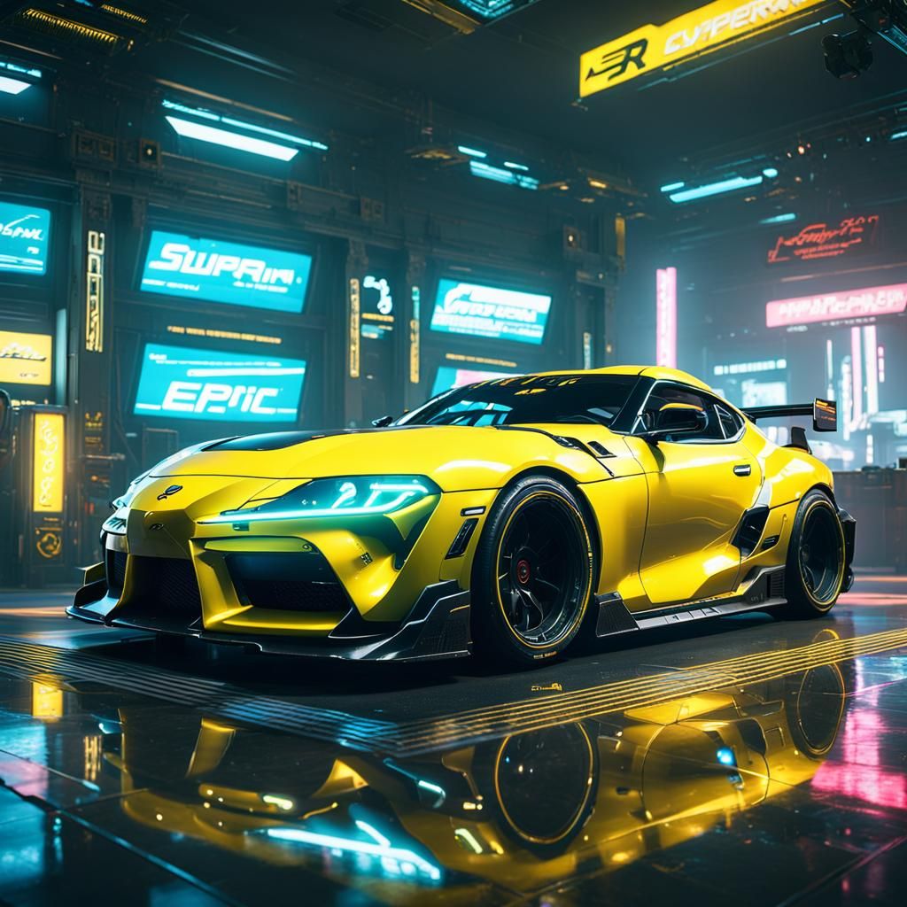 Cyberpunk Toyota Supra in 2099 Museum