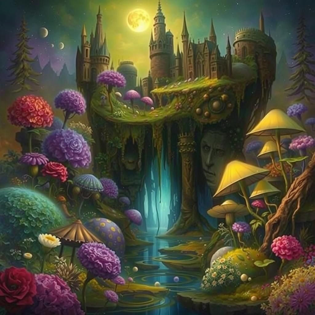 Surreal Exotic Garden on Alien Planet