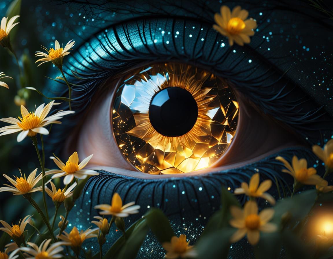 Cracked glass eye