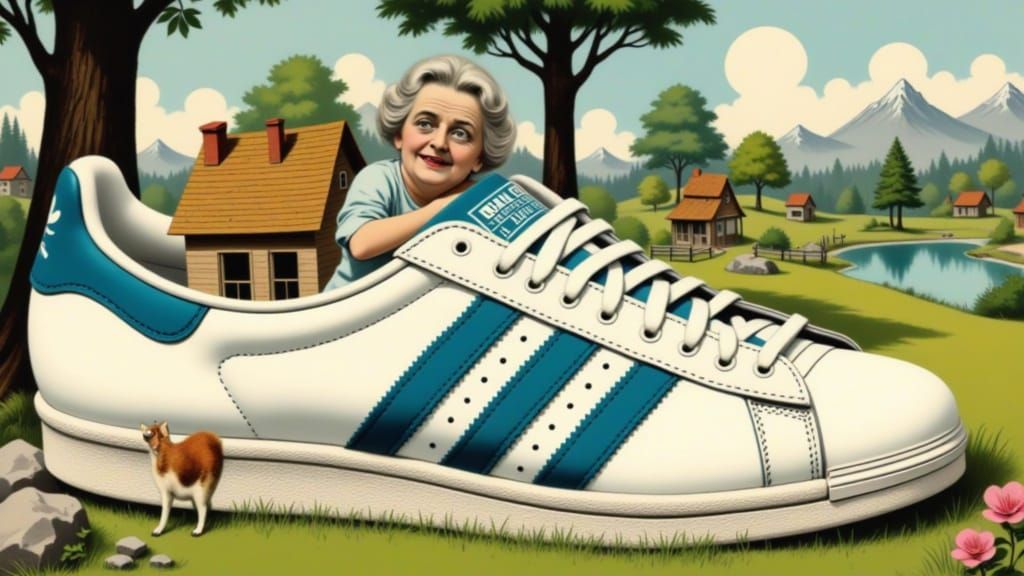 Old Woman in a Shoe House, Storybook Illustration