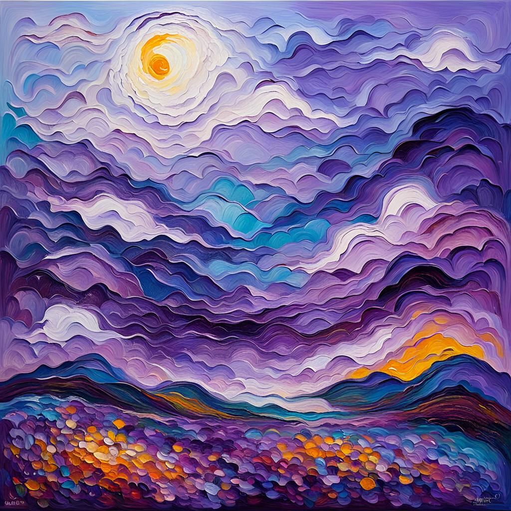 Abstract Dream in Purple Impasto Style