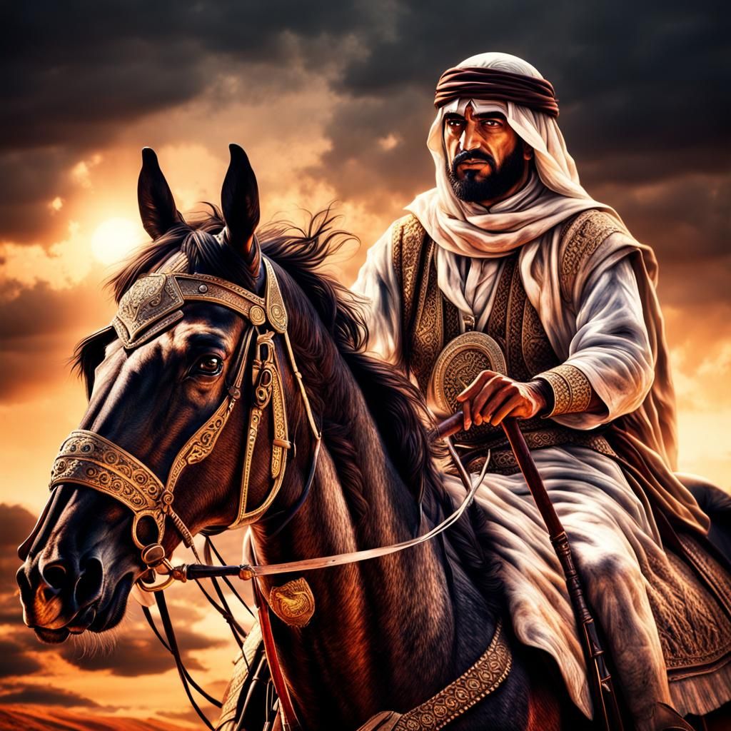 Arab Assassin on Horseback in Hyperrealistic Style