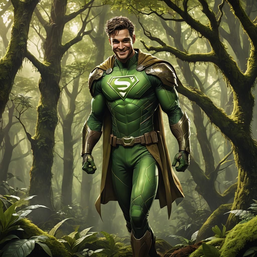 Eco-Friendly Superhero Concept Art in Earthy Tones