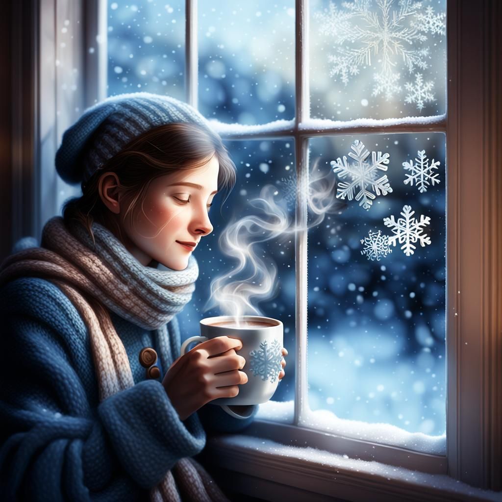Warm Winter Wonderland in Whimsical Digital Art