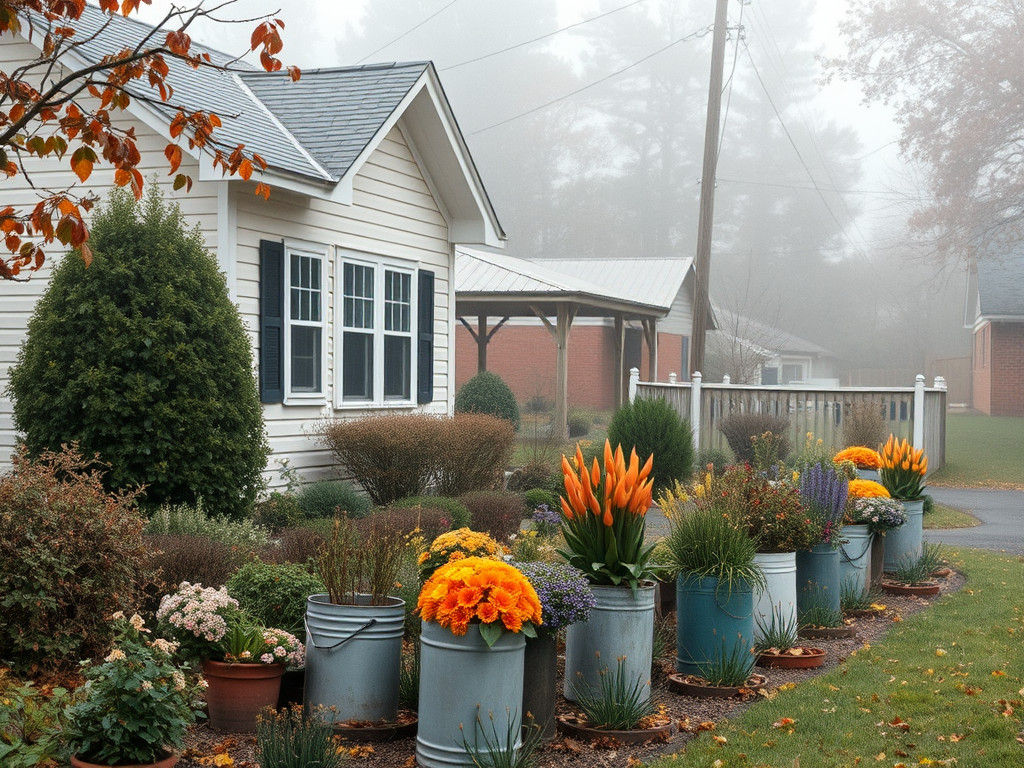 Foggy Autumn Rain in North Carolina Suburbs