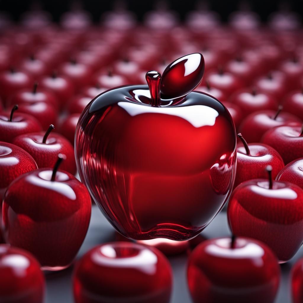 Hyperrealistic Red Glass Apple Figurine