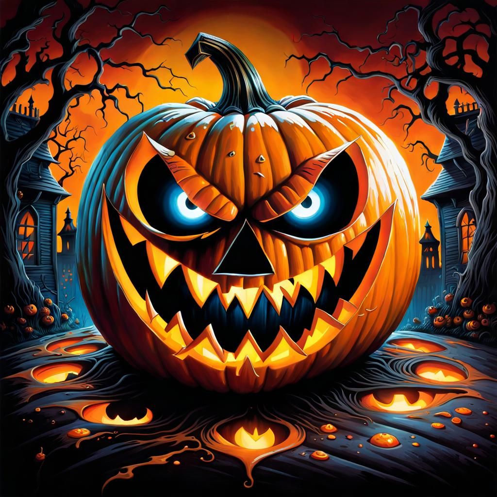 Sinister Jack-o'-Lantern with Evil Eyes, Graffiti Art