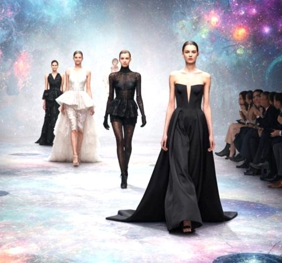 Surreal Cosmic Fashion Show in Impressionistic Style
