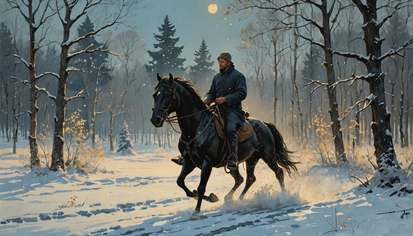 Snowstorm Rider in Russian Realism Style