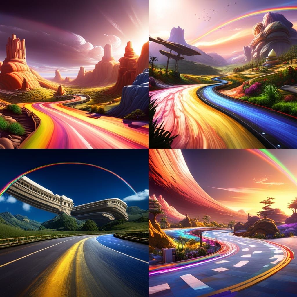 Detailed Matte Painting of Rainbow Road