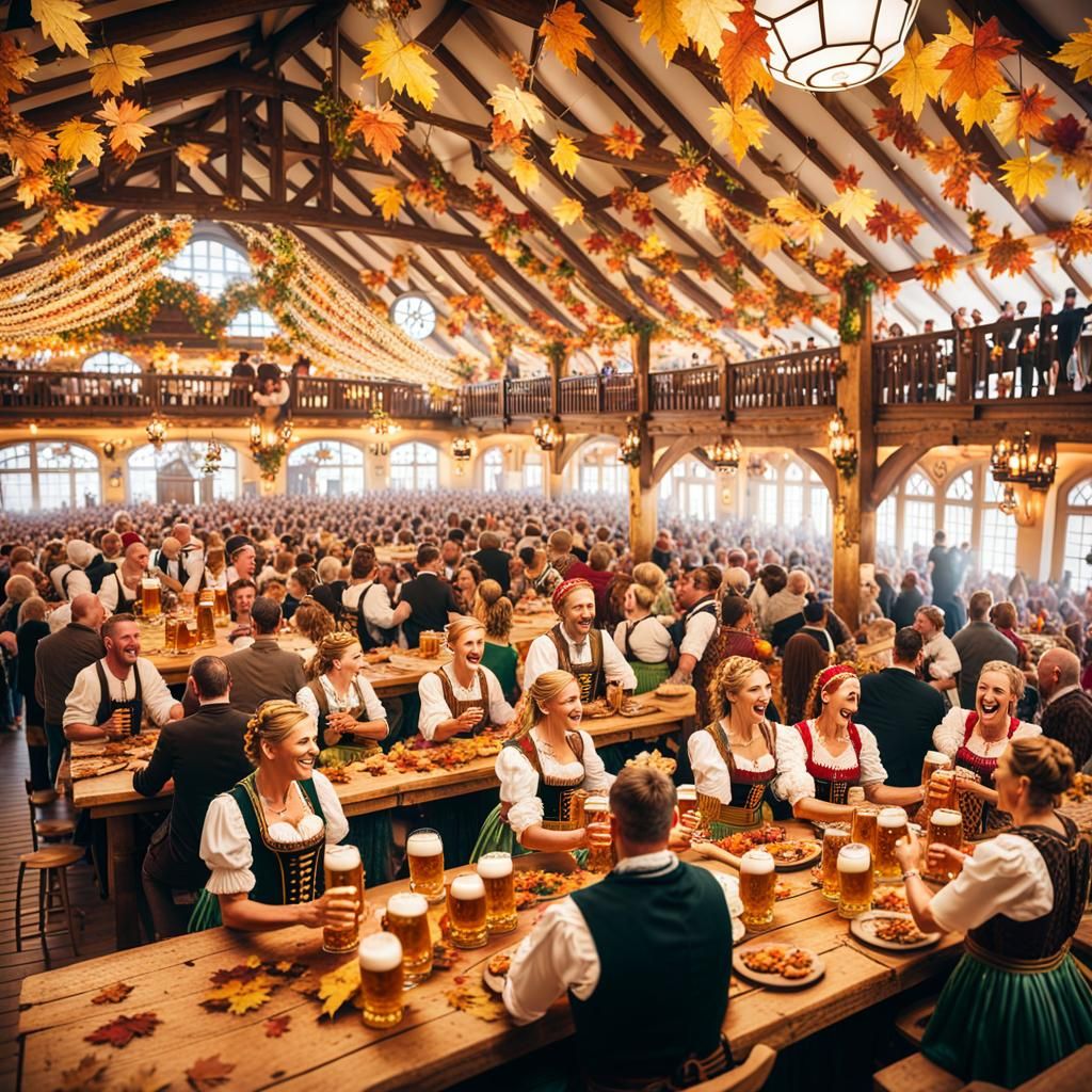 Vibrant Oktoberfest Celebration in a Fantasy Art Style