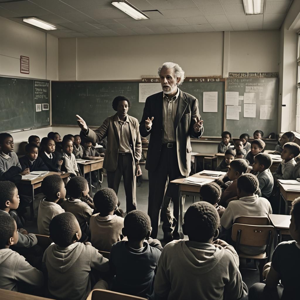 Documentary Photo of Teacher in Diverse Classroom