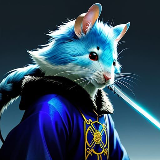 Fantasy Mouse Wields Glowing Sword Yamato in Dynamic Anime P...