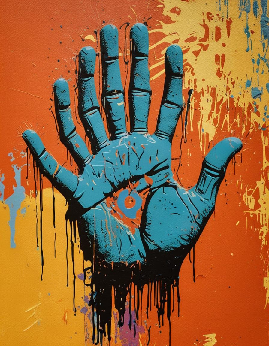 Orangutan Handprint in Postmodern Abstract Expressionism