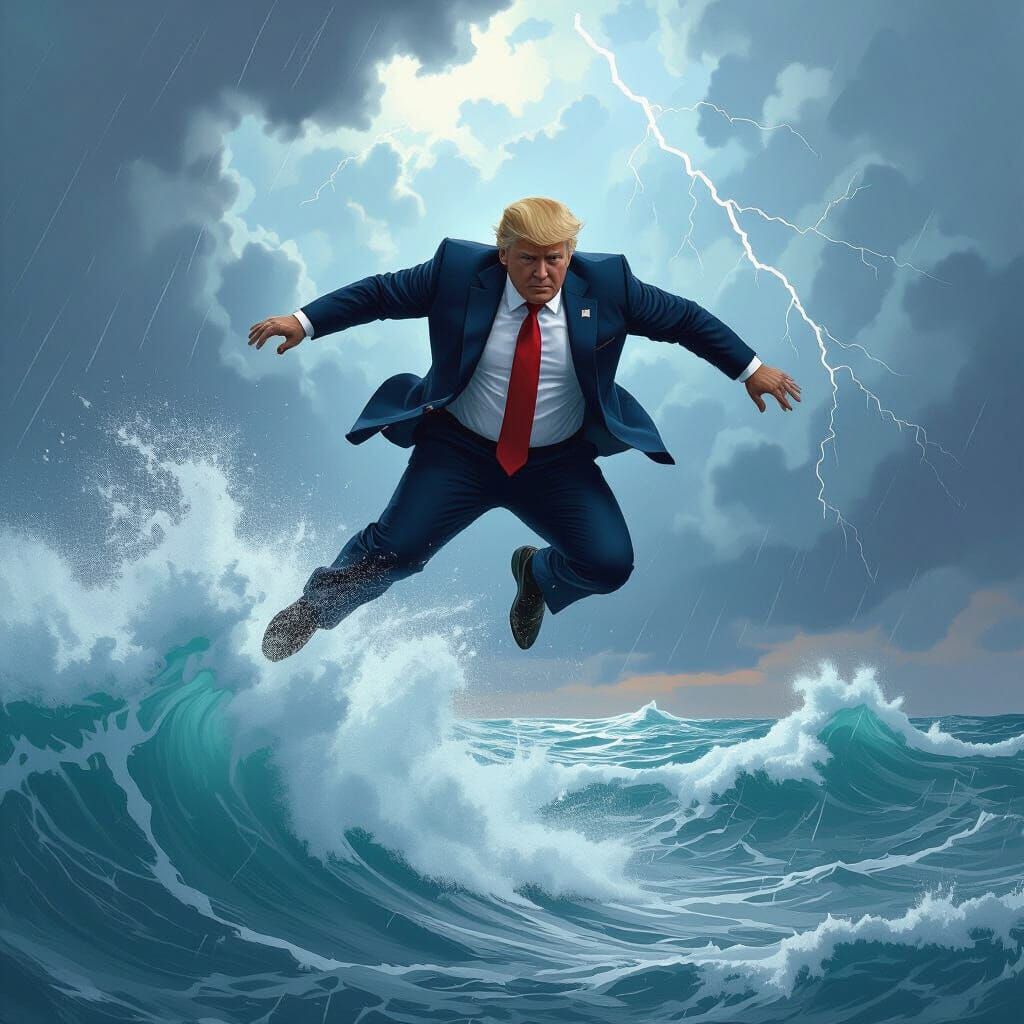 Donald Trump Plunges into Stormy Sea in Dramatic Dive