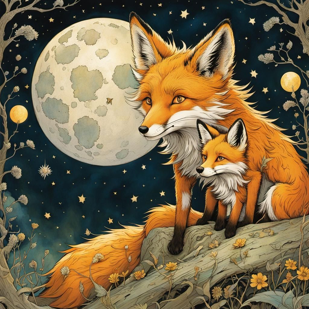Little Prince and Fox Illustration in Children's Book Style