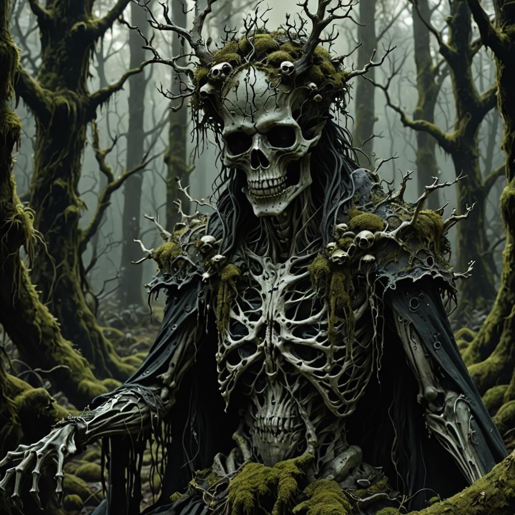 Lich in Dark Forest: Black Metal Art