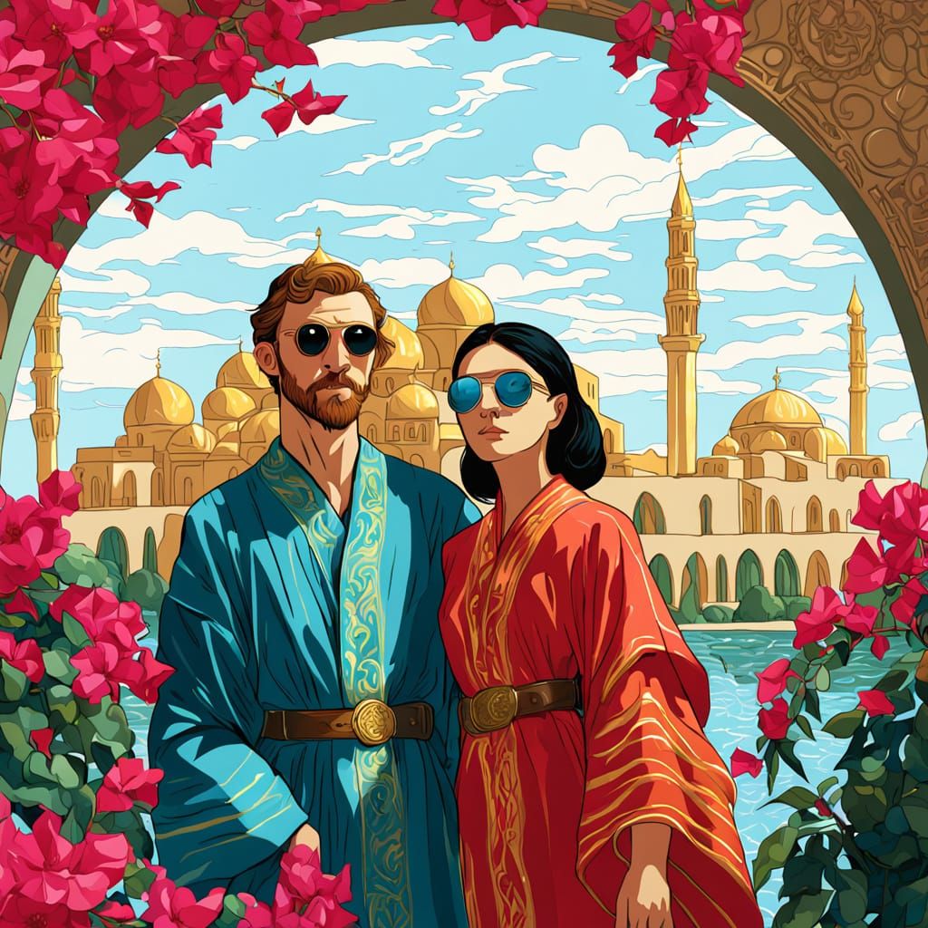 Vibrant Mediterranean Dreamscape with Van Gogh-Inspired Flai...