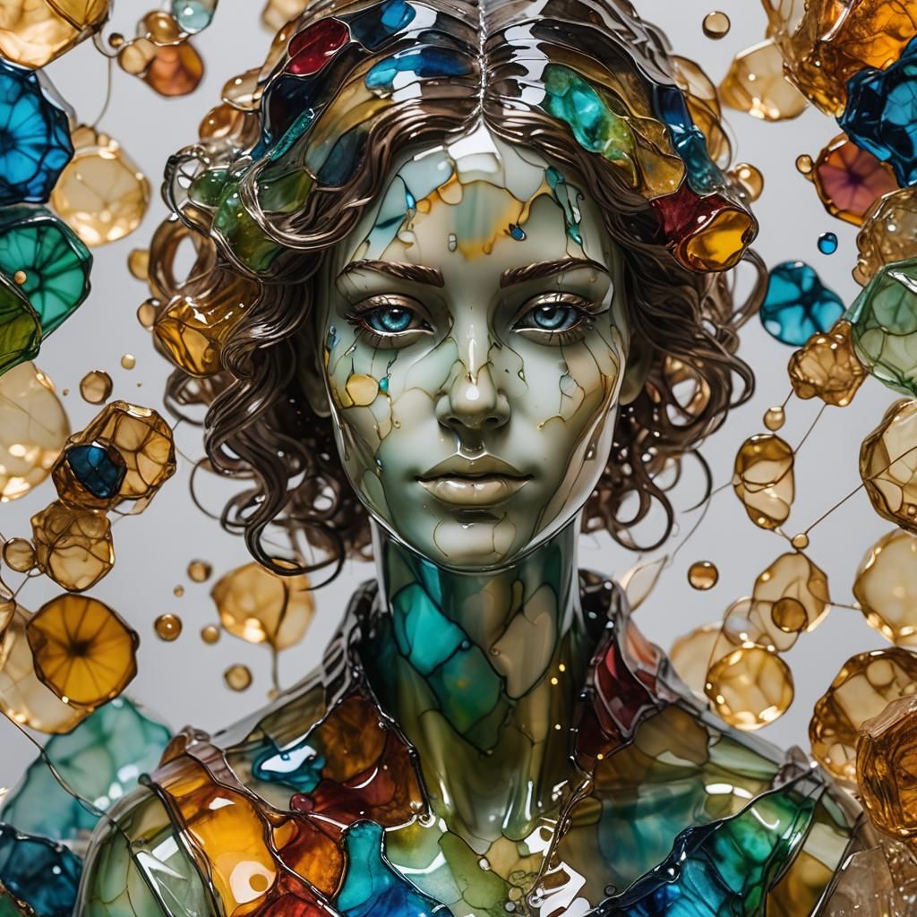 Alcohol Ink Glass Bust in Professional Photography