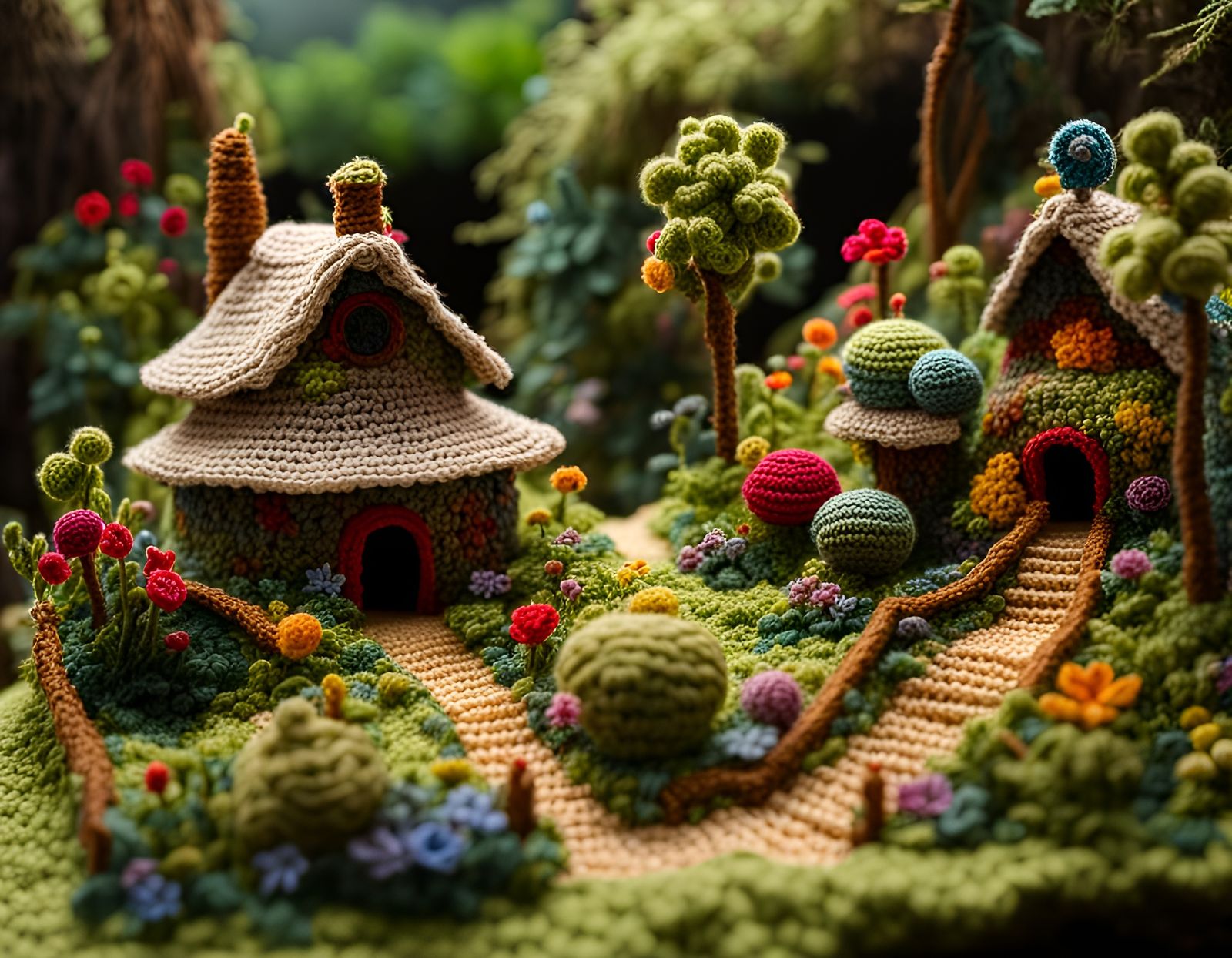 Miniature Crocheted Fantasy Landscape Art