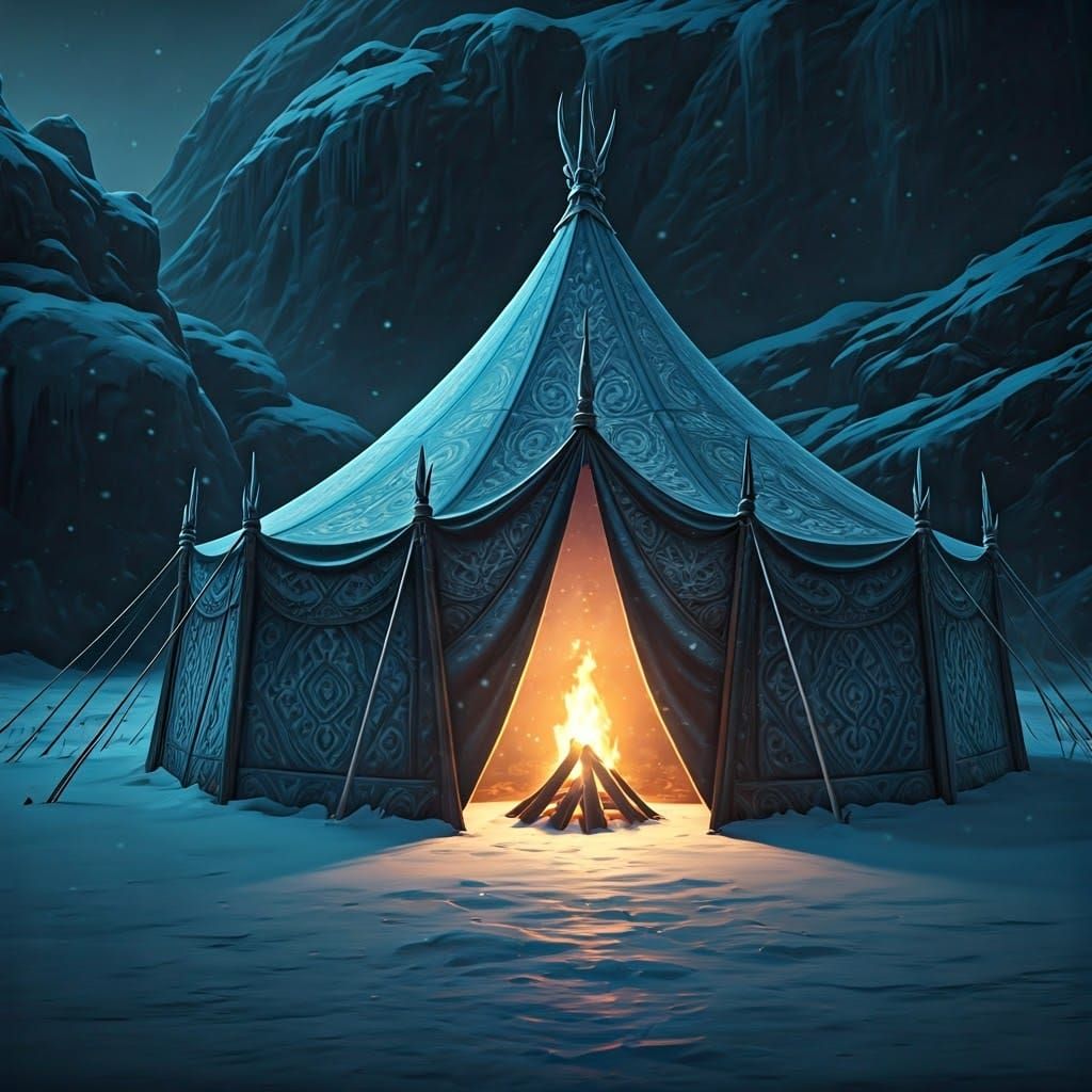 Winter Wonderland Tent Illuminated with Ethereal Light