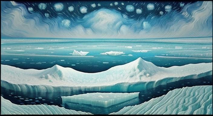 Icy Sea in Van Gogh Style