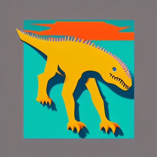 Dinosaur on Fingerboard: Pop Art Screen Print