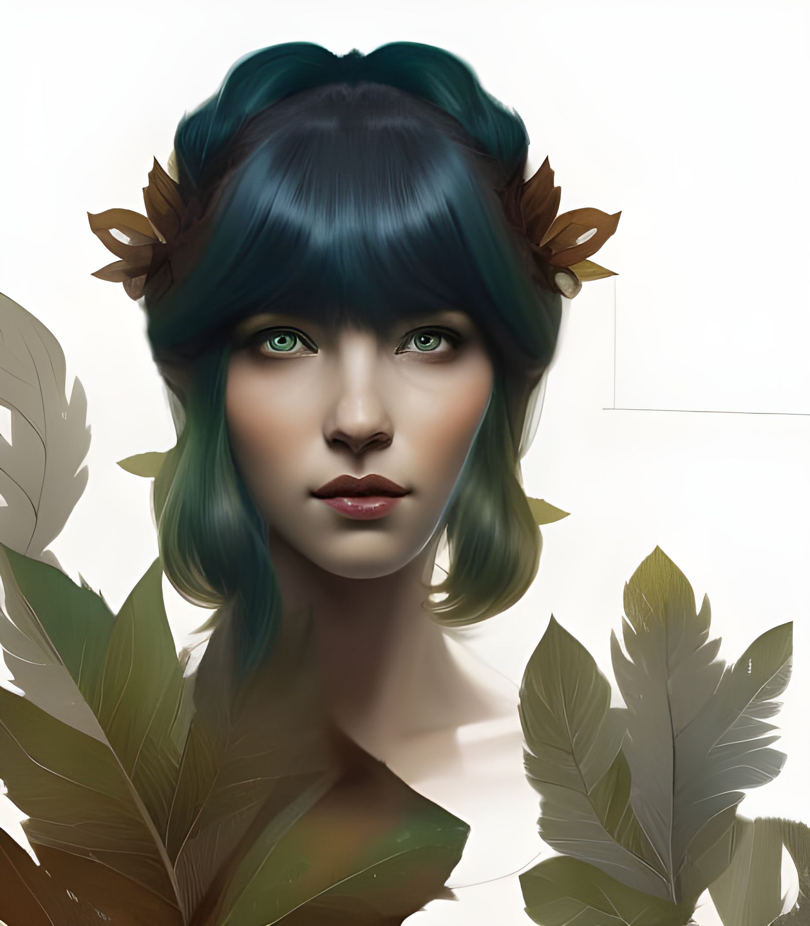 Leaf Goddess Portrait in Hyperdetailed Style