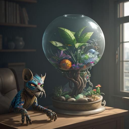 Alebrijes Watching Tiny Humans in Terrarium