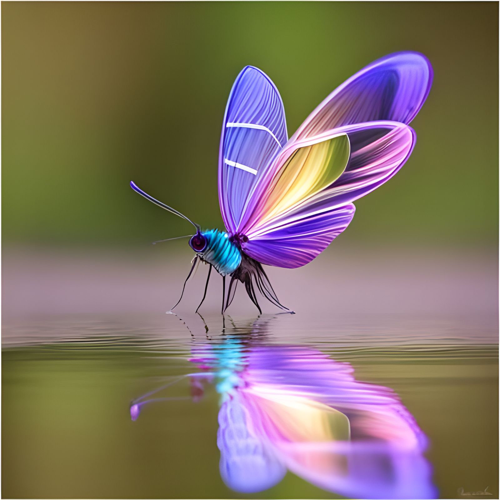 Iridescent Glass Butterfly in Purple Monochromatic