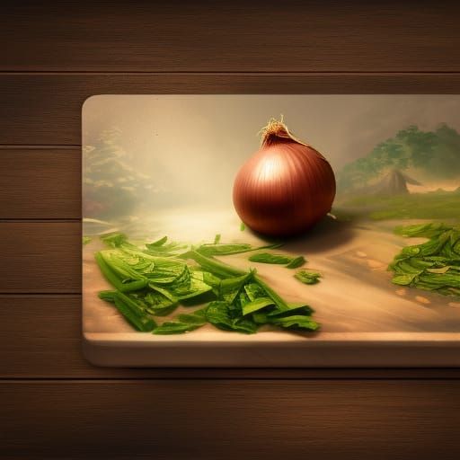 Onions on Chopping Board: Detailed Matte Painting