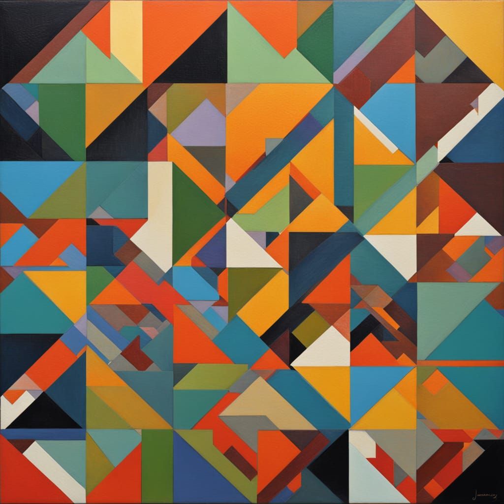 Geometric Shapes in Vibrant Oil Painting