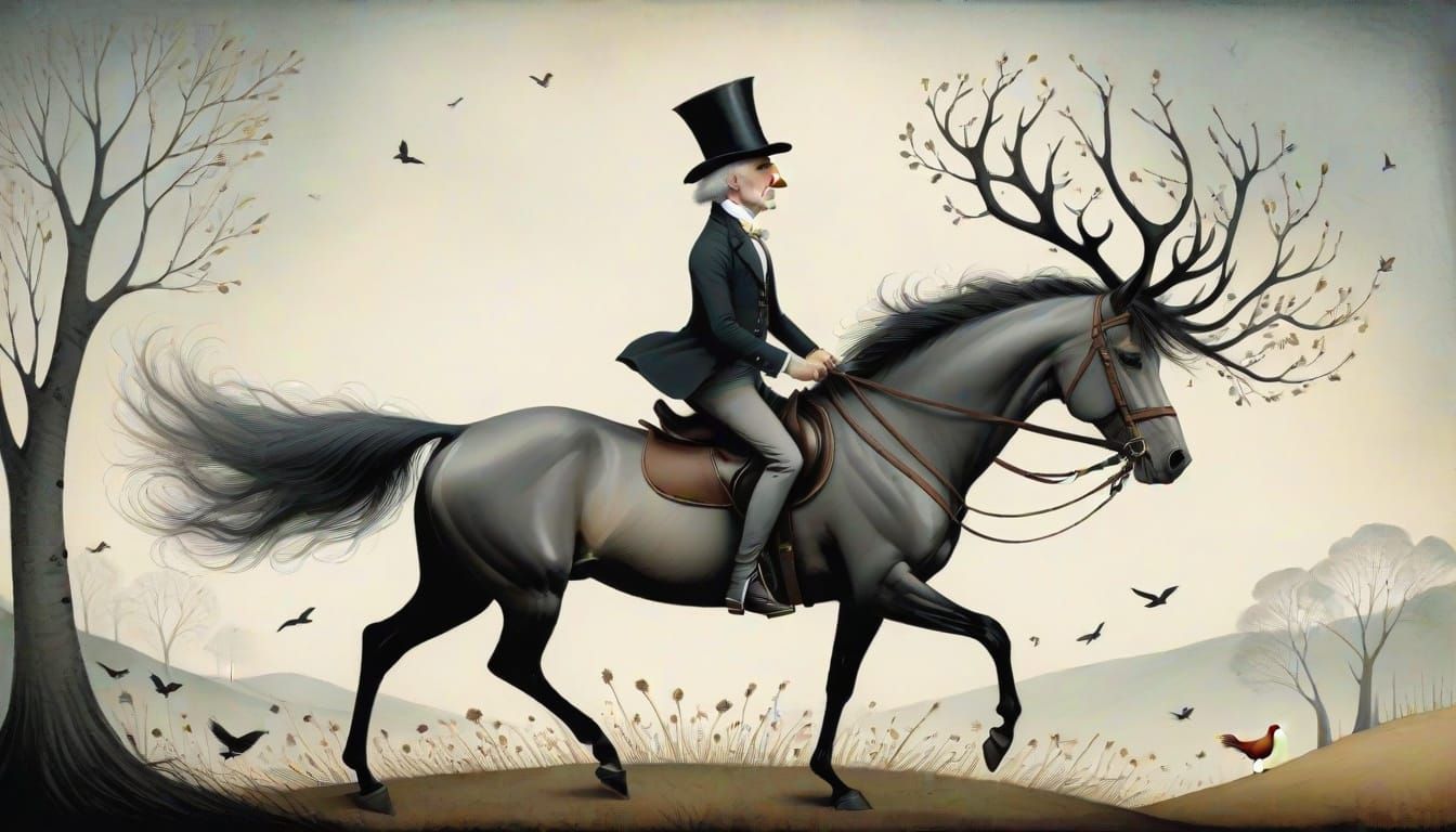 Abstract Watercolor Portrait with Expressive Ink Details