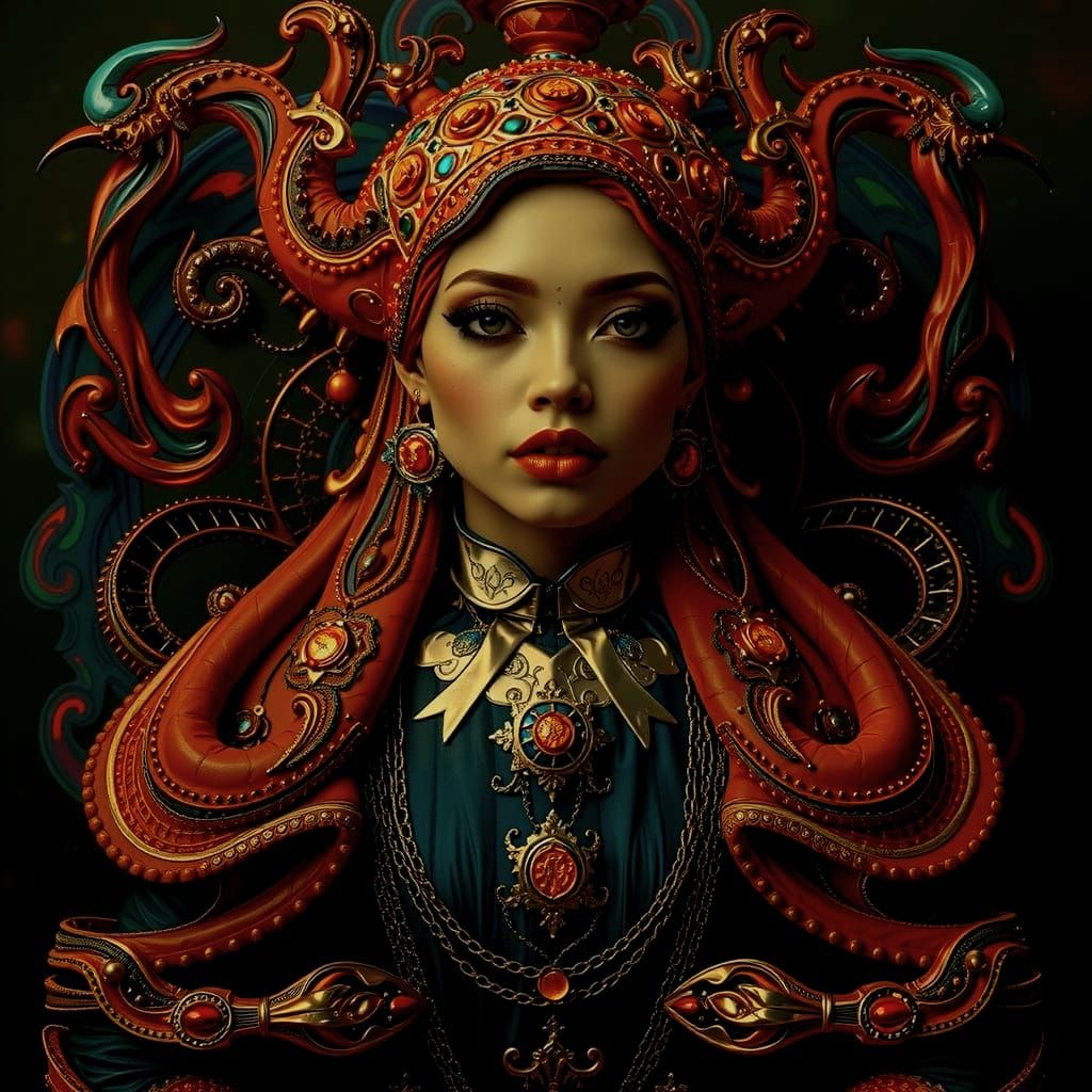 Surreal African Queen in Flamboyant 3D CGI Style