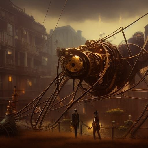 Steampunk Mechanical Spider in Western Village