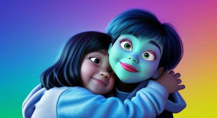 Heartwarming Pixar-Style Mother-Child Embrace