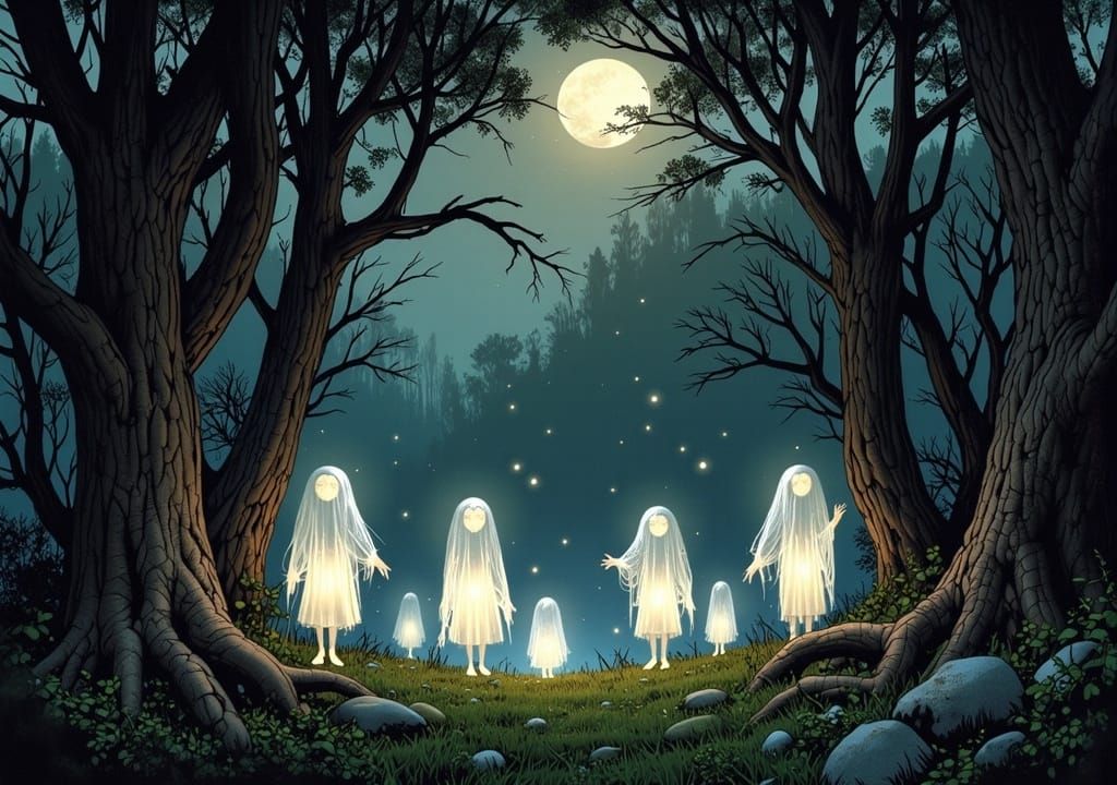 Will-o'-the-Wisps Dance in Moonlit Glade