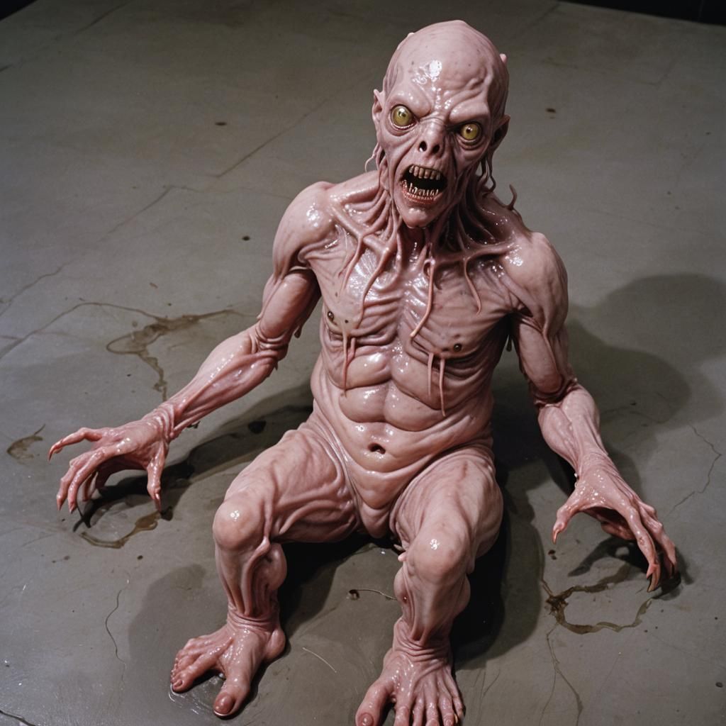 full body portrait of The Pretorius Creature from the 1986 sci-fi/horror film From Beyond, which is based on the H.P. Lo...