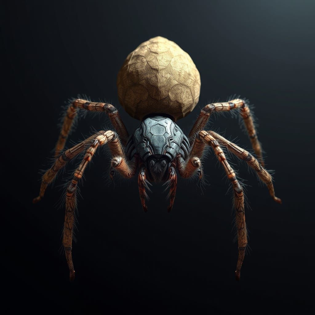 Highly Detailed 3D Spider in Cyberpunk Aesthetic