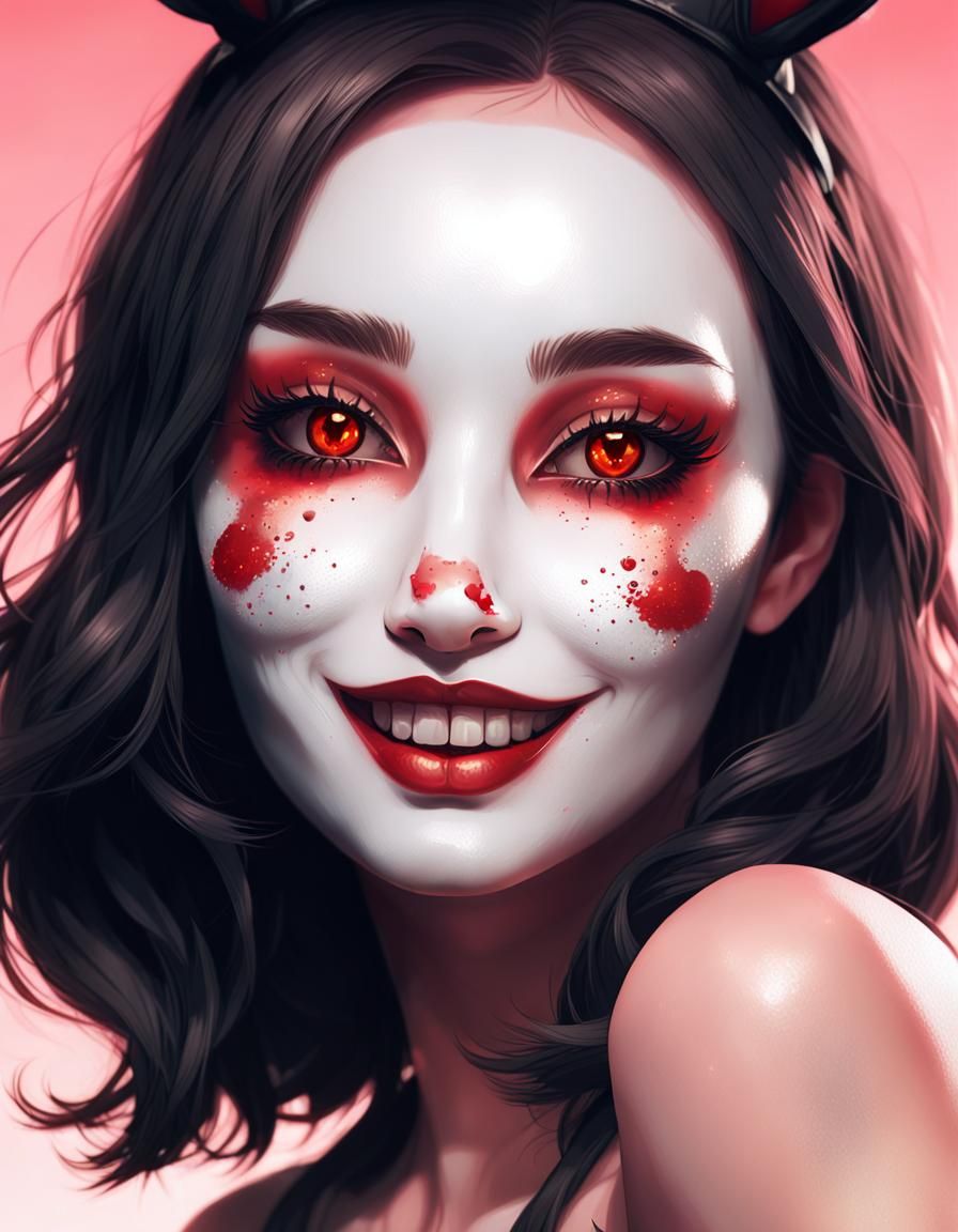 Rabbit Girl Eldritch Hybrid Portrait, Digital Illustration