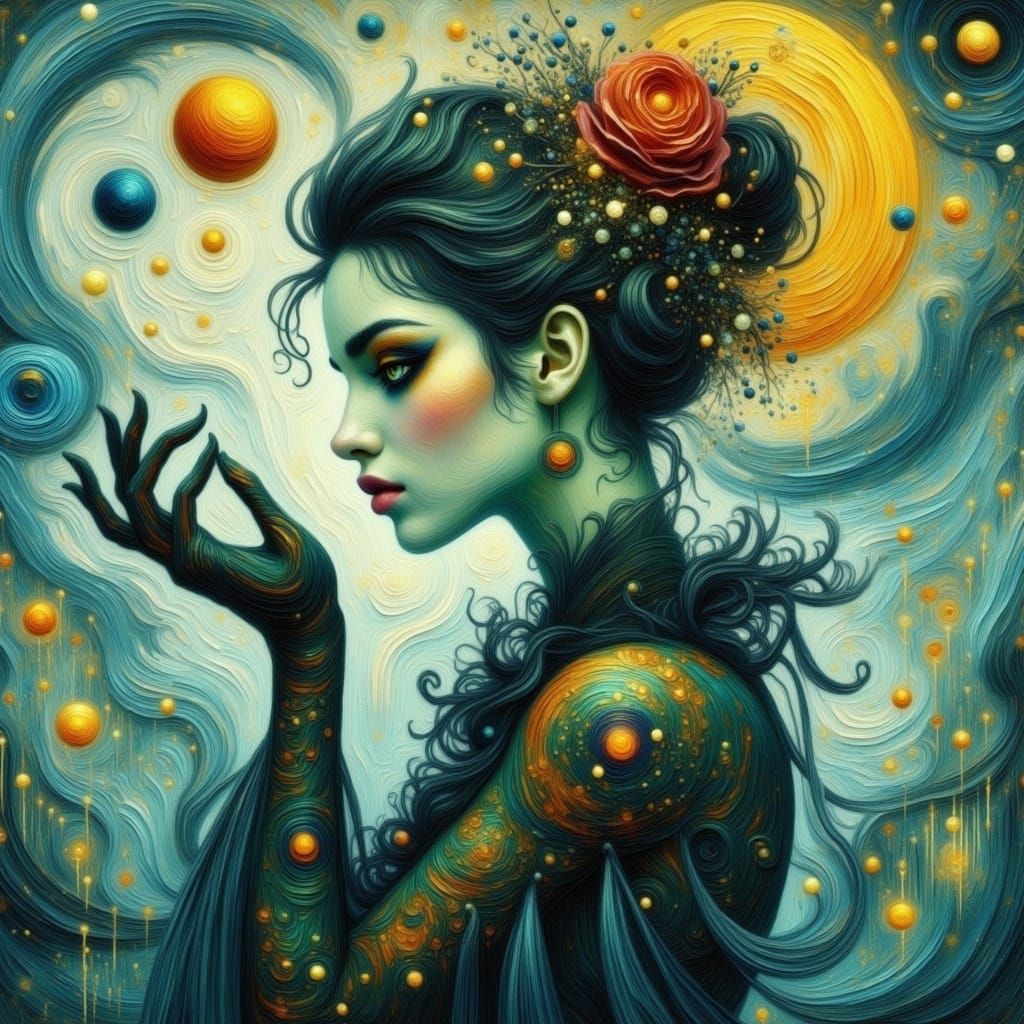 Ethereal Portrait in Impasto Oil Style