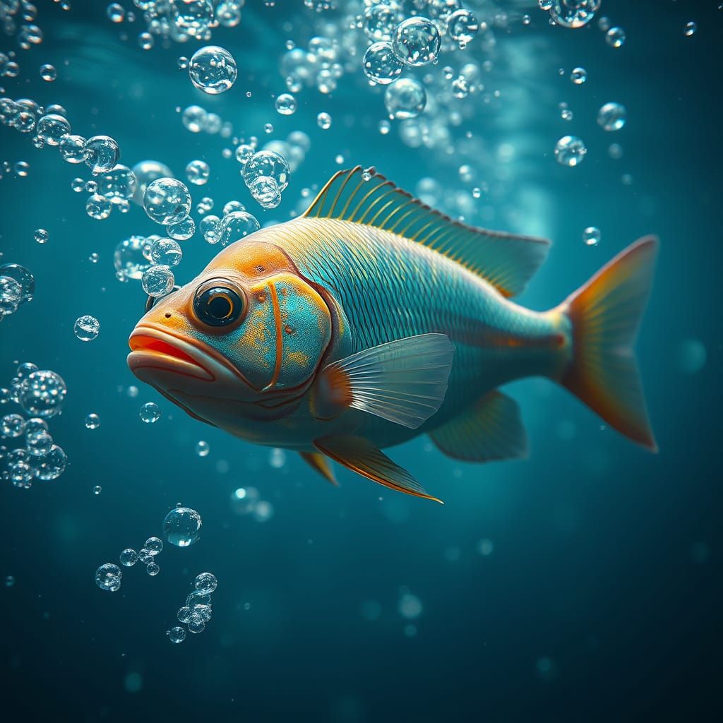 Alien Fish in Luminous Liquid