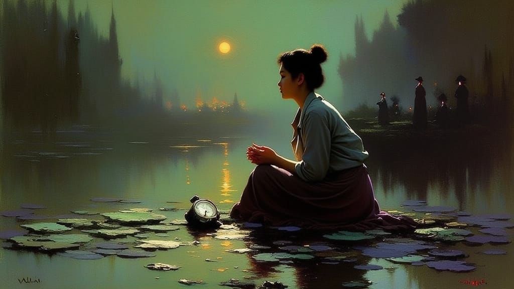 Melancholic Woman Lost in Memories of Faded Love