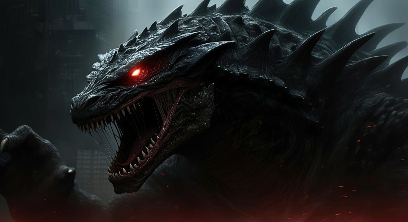 Kaiju vs Xenomorph Queen in Dystopian Metropolis