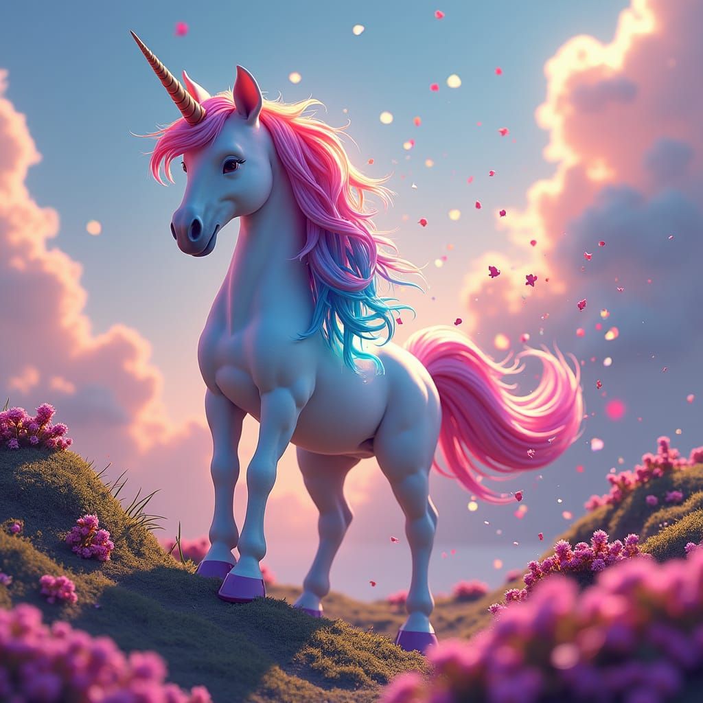 a colorful unicorn farting confetti detailed matte painting,...