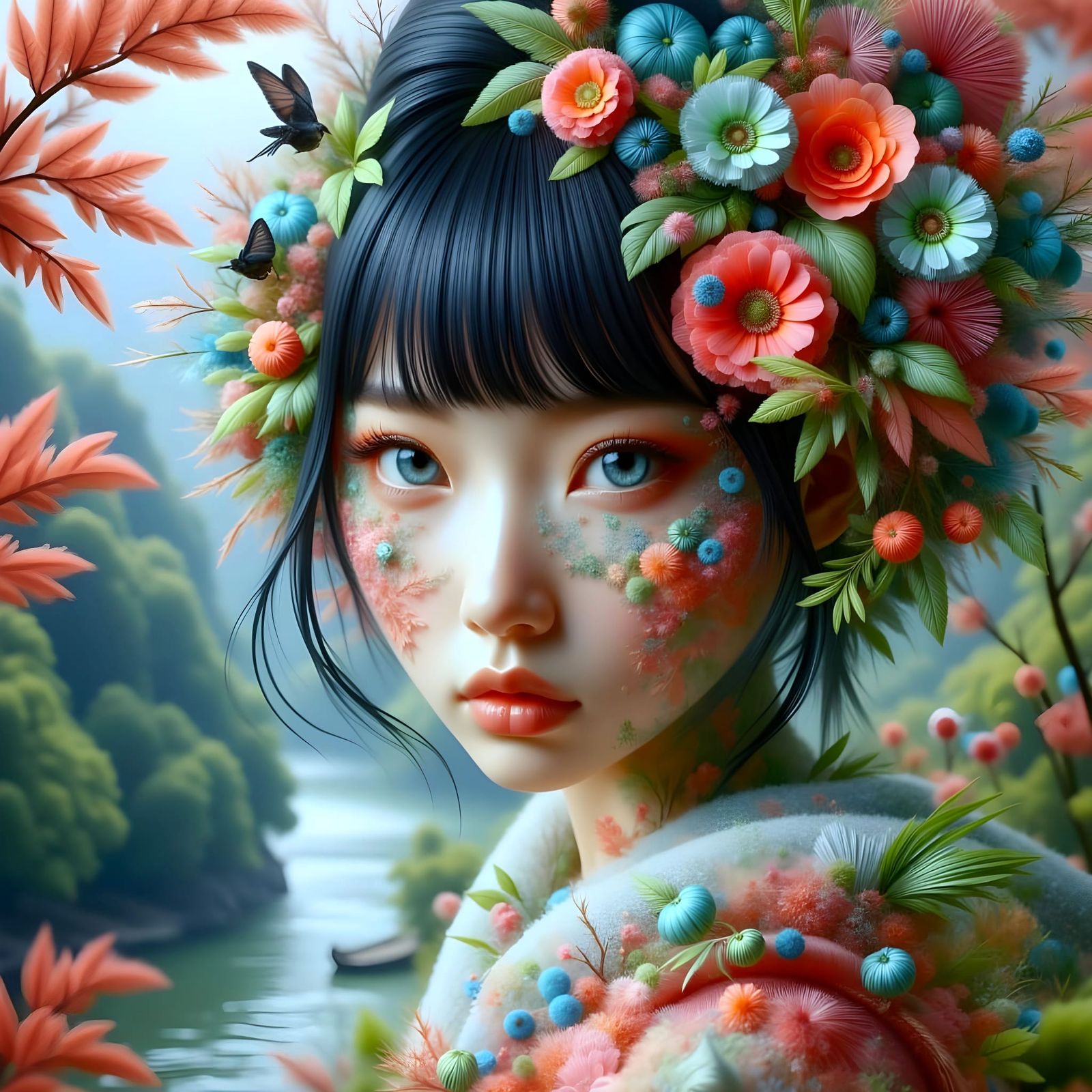 Ethereal Geisha Portrait in Glossy Ceramics and Translucent ...