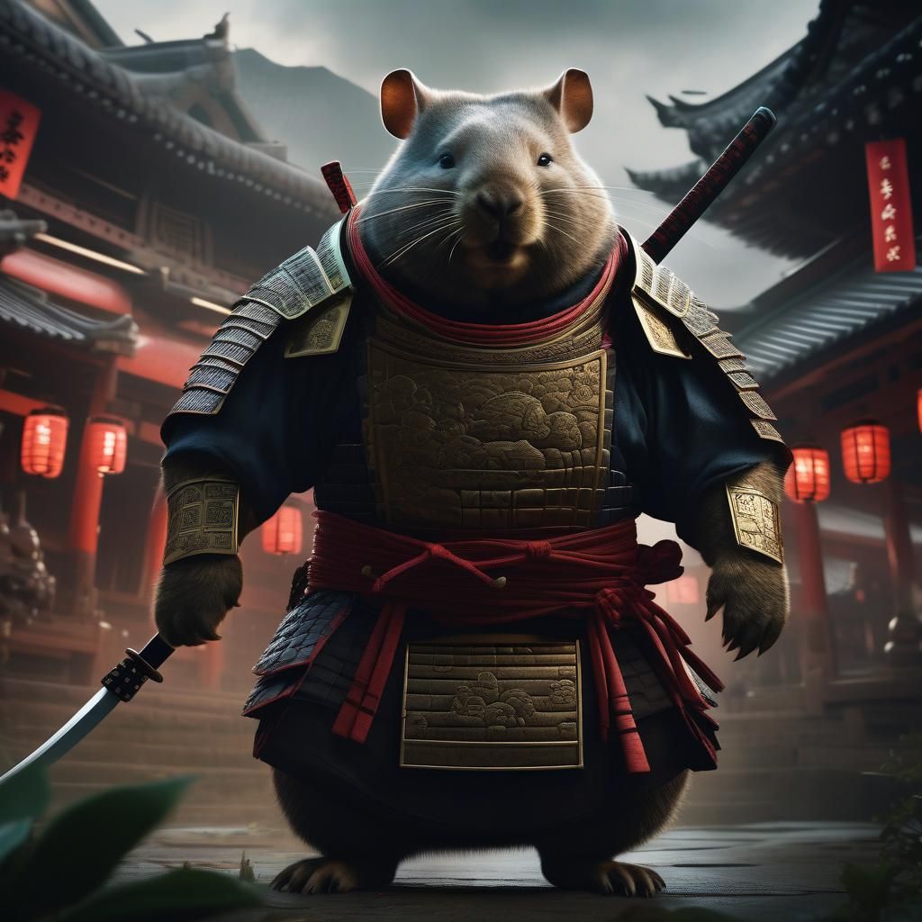 Samurai Wombat in Epic Digital Matte Painting