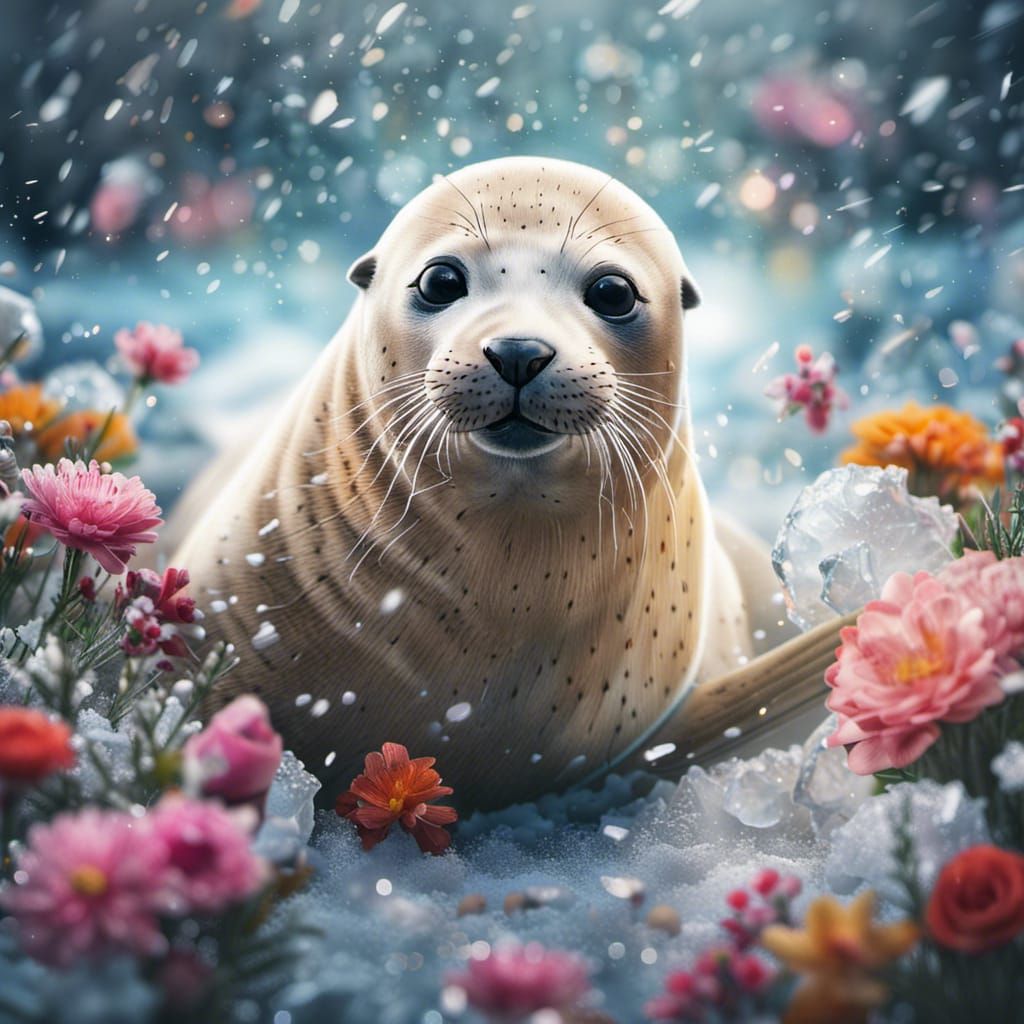 Seal in flowers